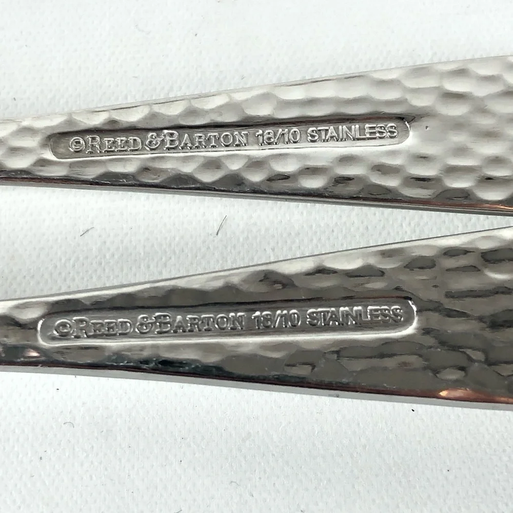 Elegant Reed & Barton Hammered Antique 18/10 Stainless Lot Of 7 Pieces Flatware